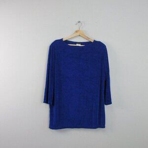 Citiknits Women's Tunic Top Pants Set Matching L Blue Vintage Comfort Travel 716